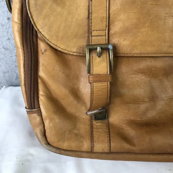 Samsonite Brown 18" Leather Laptop Bag Briefcase Mens Soft Case Satchel Work - Picture 7 of 16